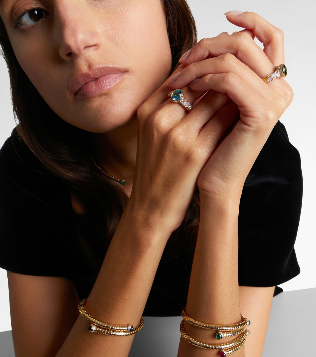 Marina B Ondine 18kt gold ring with topaz and diamonds