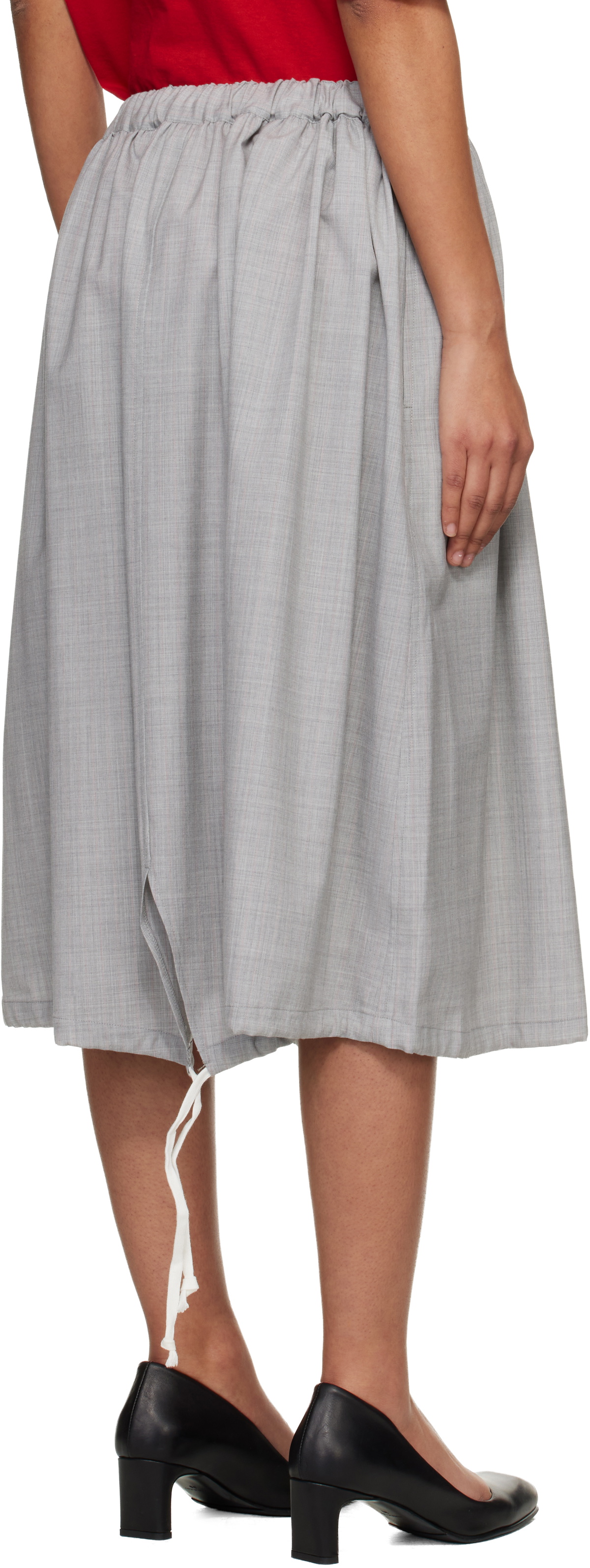Comme des Garçons Girl Gray Wool Tropical Colour Stripe Midi Skirt