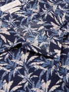 Incotex - Convertible-Collar Printed Cotton-Seersucker Shirt - Blue