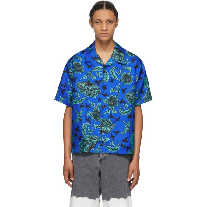 Photo: Givenchy Blue Silk Hawaiian Short Sleeve Shirt