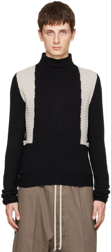 Photo: Rick Owens Black & Off-White Mastodon Cropped Turtleneck