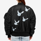 3.Paradis Women's Doves Applique Bomber Jacket in Black/White