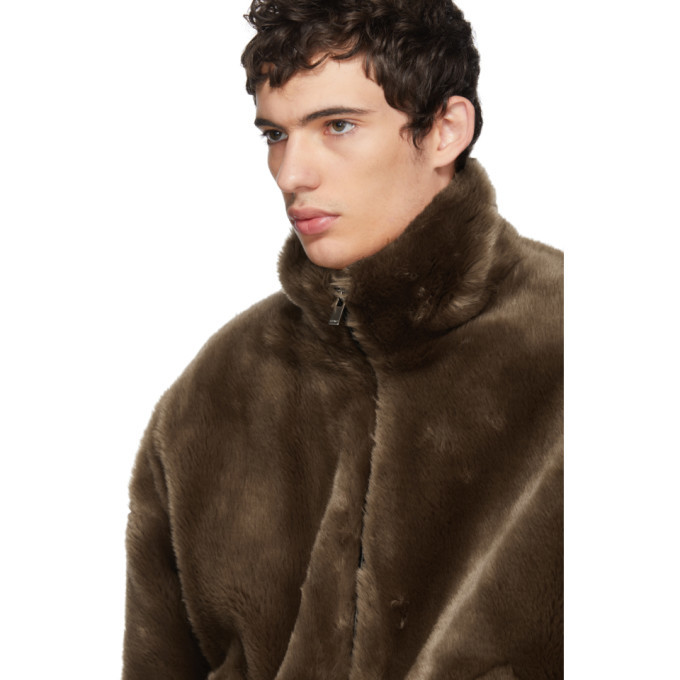 Sulvam Brown Faux-Fur Jacket Sulvam