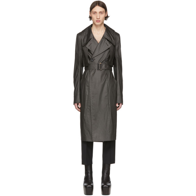 Rick Owens Black Drella Trench Coat Rick Owens