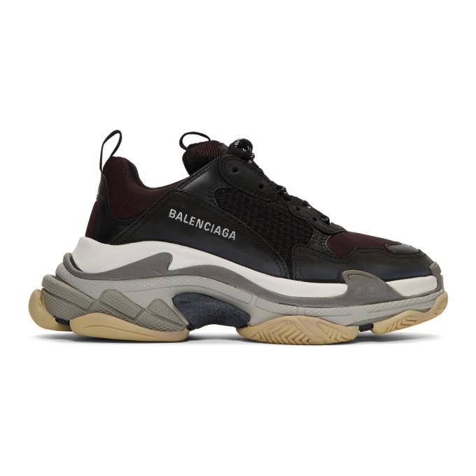 Photo: Balenciaga Black and Burgundy Triple S Sneakers