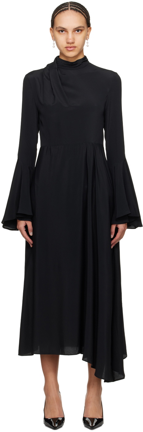 MSGM Black Draped Maxi Dress MSGM