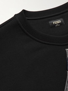 Fendi - FF Teddy Logo-Embroidered Fleece-Trimmed Cotton-Jersey Sweatshirt - Black