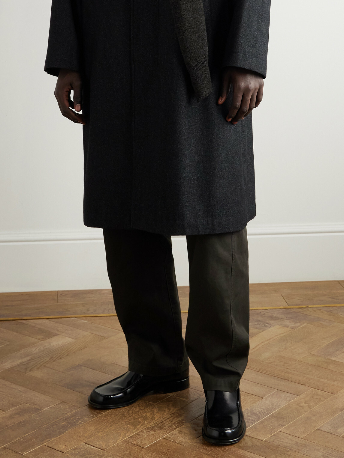 LEMAIRE - Glossed-Leather Loafers - Black