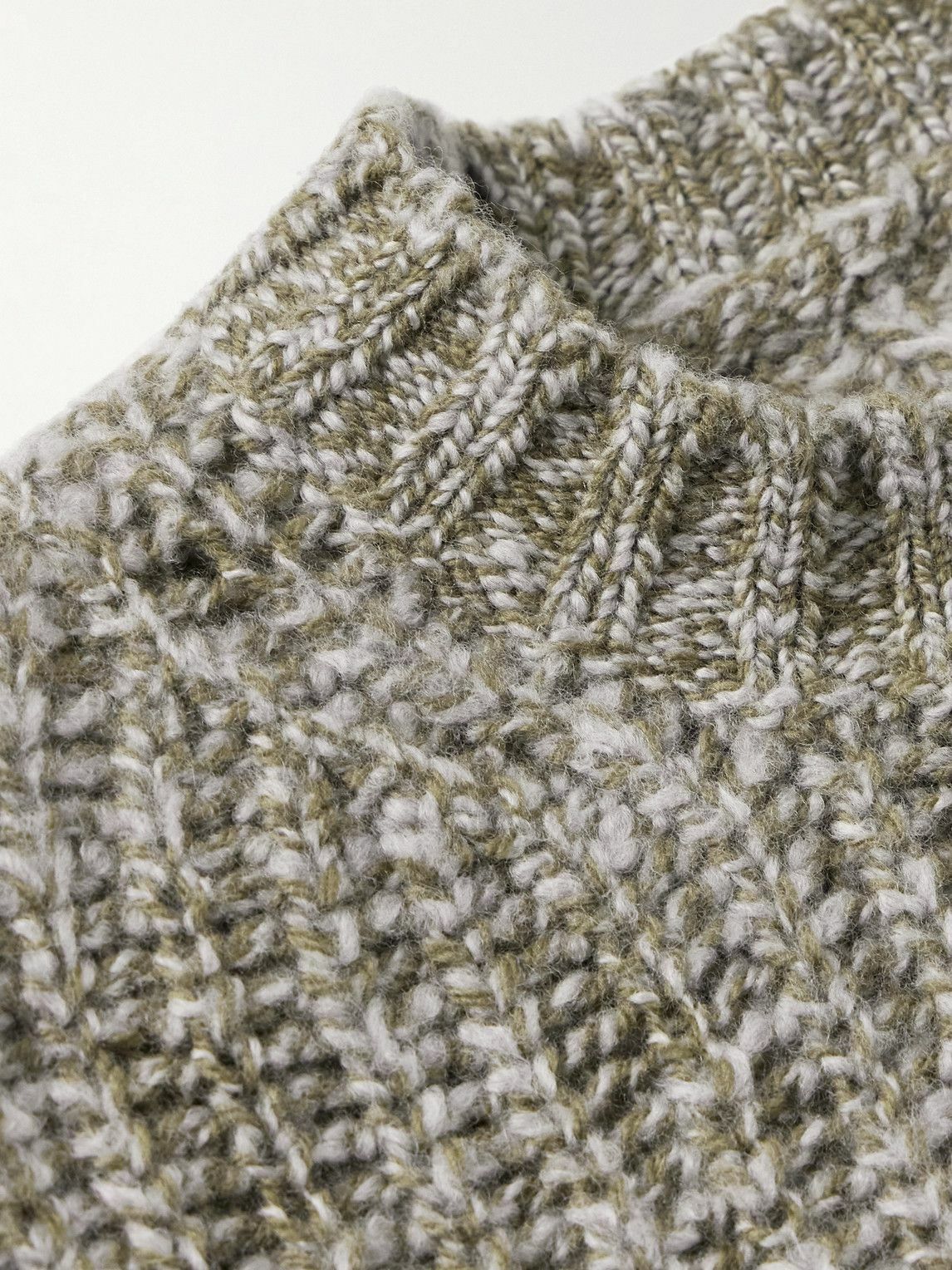 Incotex - Zanone Ribbed Brushed-Wool Sweater - Green
