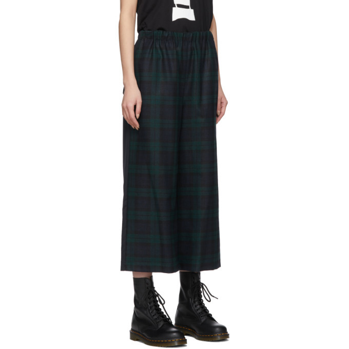 Tricot Comme des Garcons Navy and Green Tartan Trousers