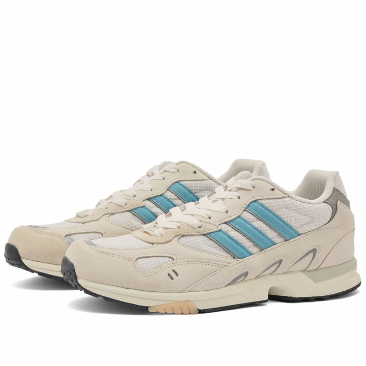 Photo: Adidas Men's Torsion Super Sneakers in Core White/Preloved Blue