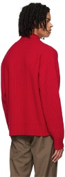 WYNN HAMLYN Red Half-Zip Sweater