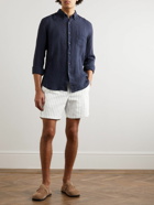 NN07 - Gregor Straight-Leg Striped Cotton-Blend Seersucker Drawstring Shorts - White