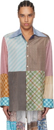 Marine Serre Multicolor Regenerated Silk Scarves Lapel Collar Shirt