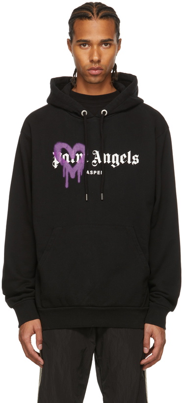 Photo: Palm Angels Black Aspen Heart Sprayed Hoodie