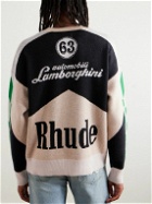 Rhude - Lamborghini Logo-Appliquéd Wool and Cashmere-Blend Sweater - Black