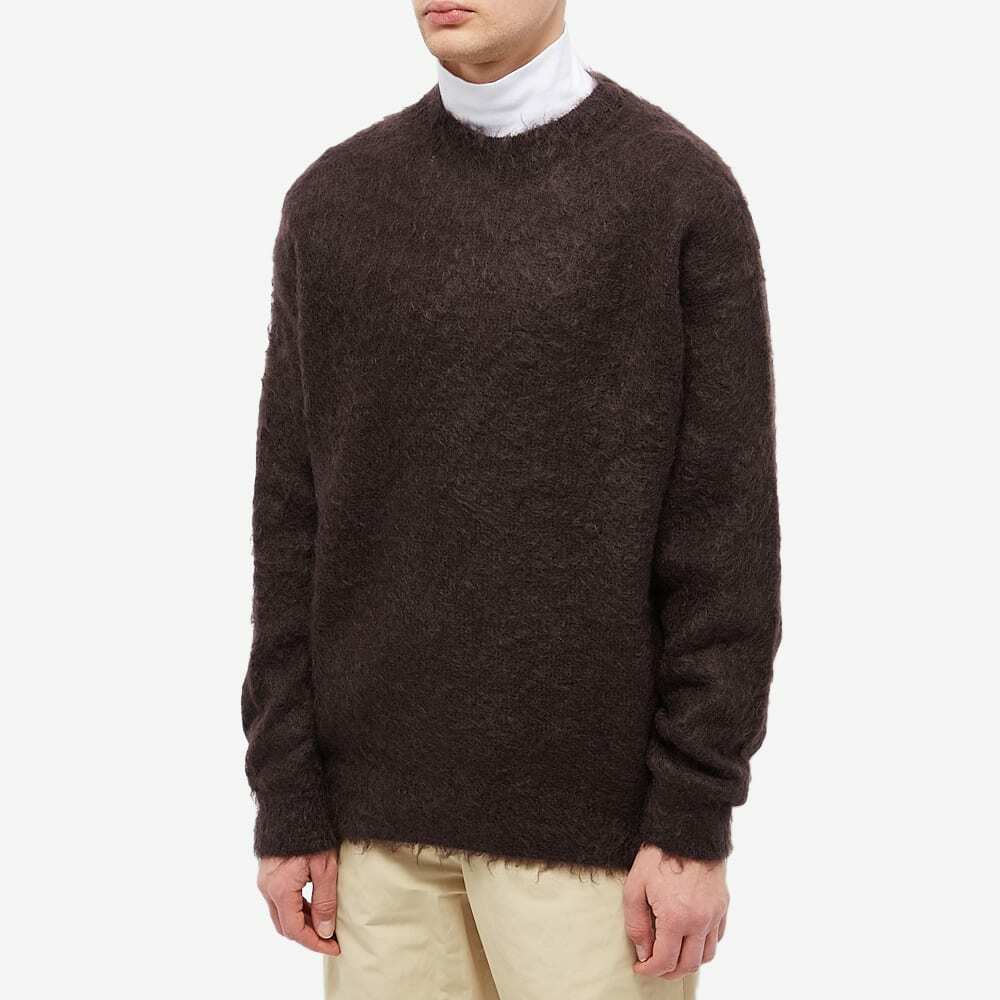Auralee Men's Brushed Mohair Crew Knit in Dark Brown Auralee