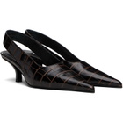 TOTEME Brown Classic Croco-Embossed Slingback Heels
