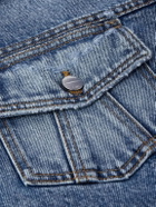Rhude - Dropneck Cropped Distressed Denim Trucker Jacket - Blue