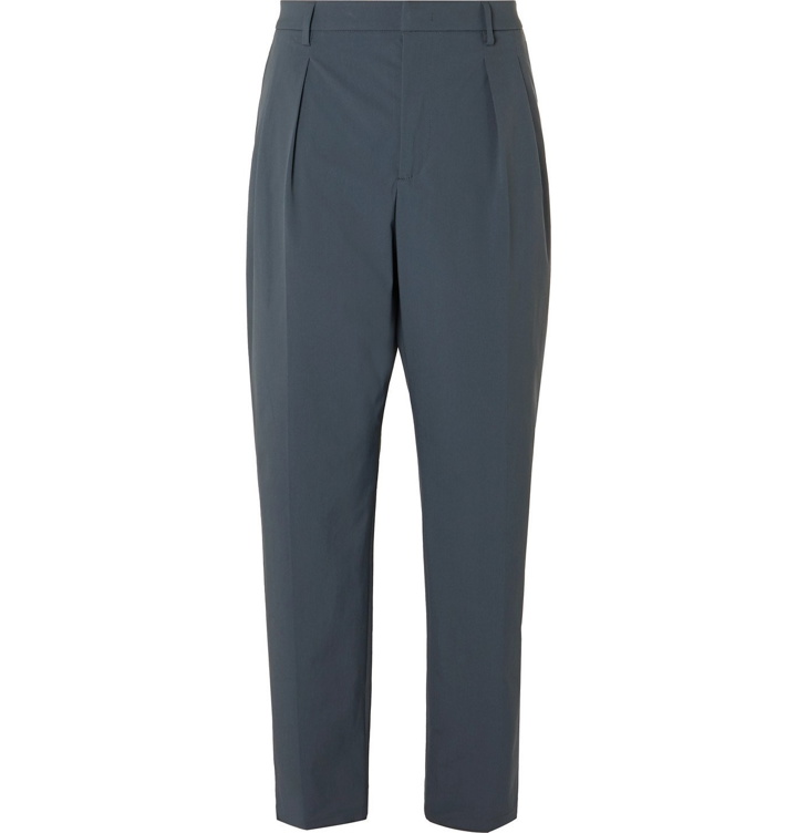 Photo: Valentino - Tapered Pleated Tech Cotton-Blend Trousers - Gray