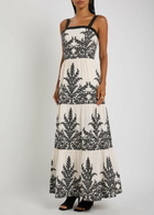 Alice + Olivia Saige Tiered Cotton Maxi Dress Black