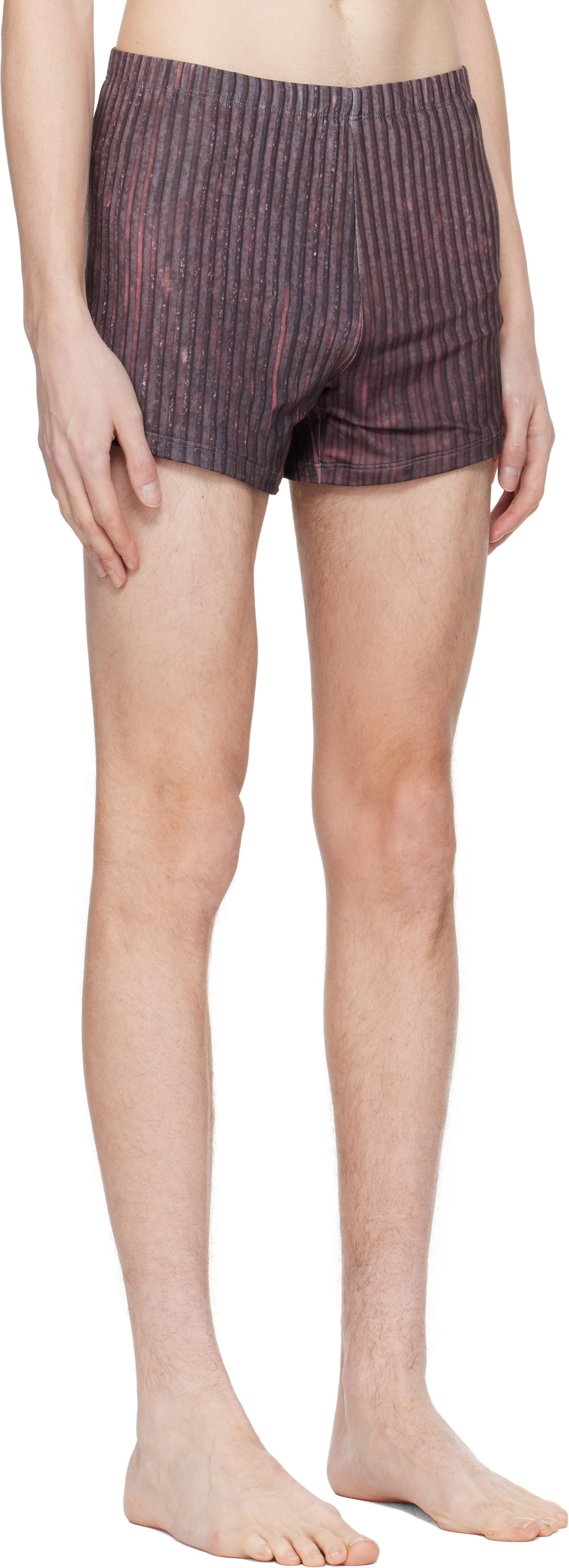 Serapis Burgundy Aub Stripes Swim Shorts