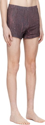 Serapis Burgundy Aub Stripes Swim Shorts
