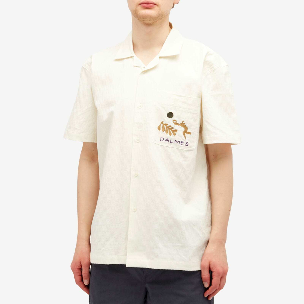 Palmes Men's Garden Short Sleeve Shirt in Off-White