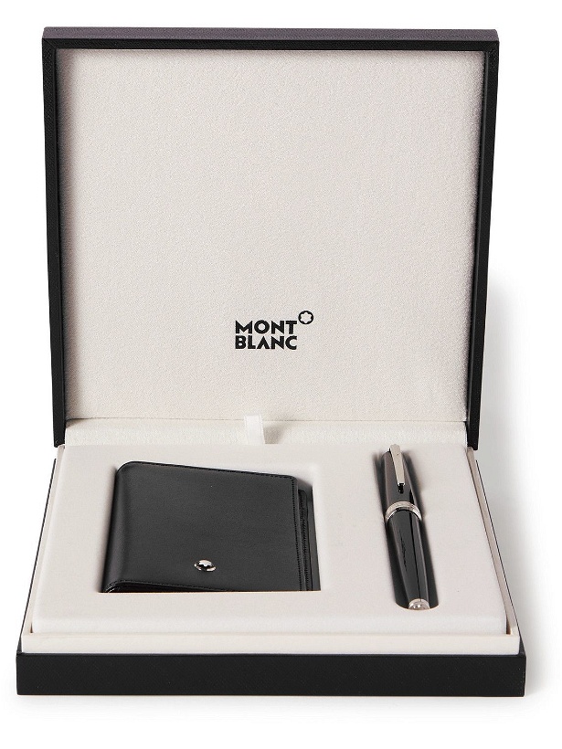 Photo: Montblanc - Pix Resin and Platinum-Plated Ballpoint Pen and Meisterstück Leather Wallet Gift Set
