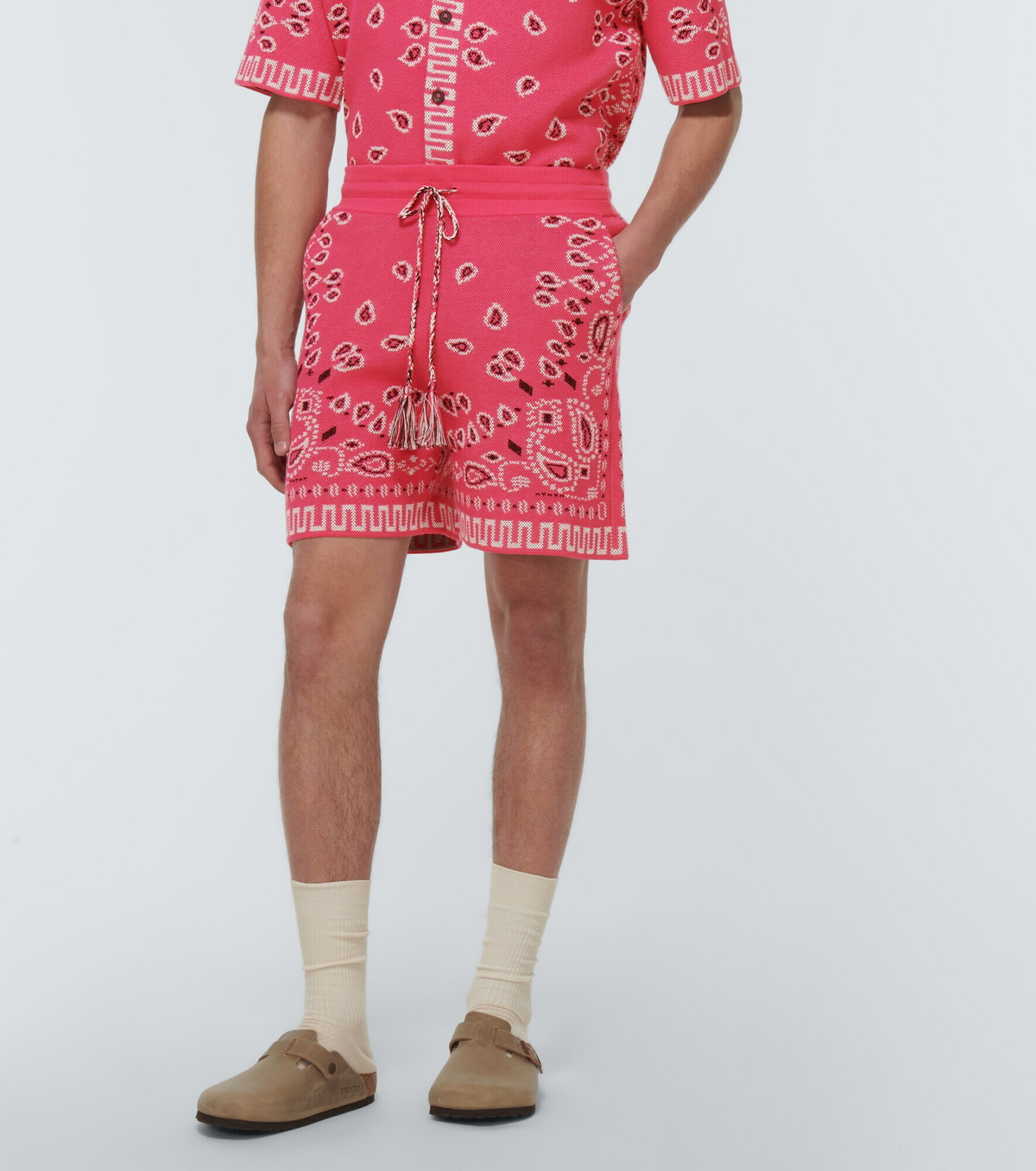 Alanui - Bandana cotton-blend piqué shorts