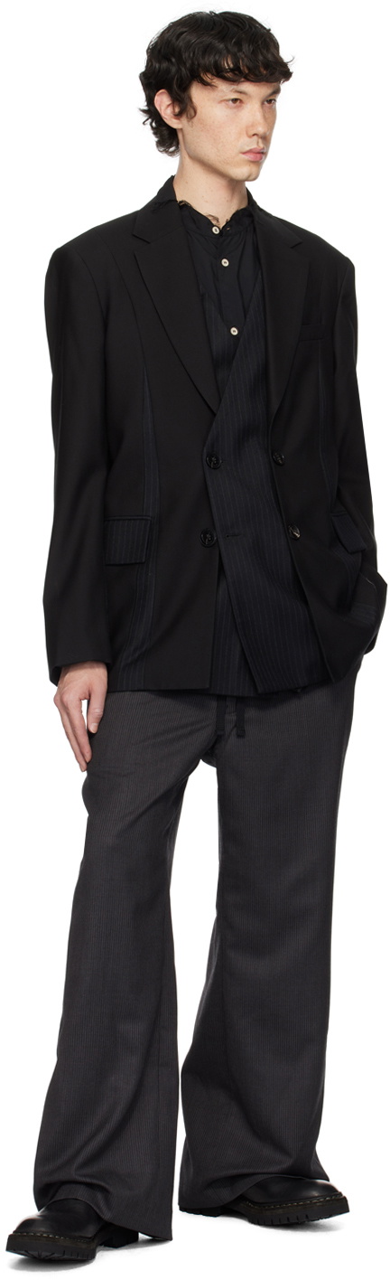 Feng Chen Wang Black Deconstruction Patchwork Blazer Feng