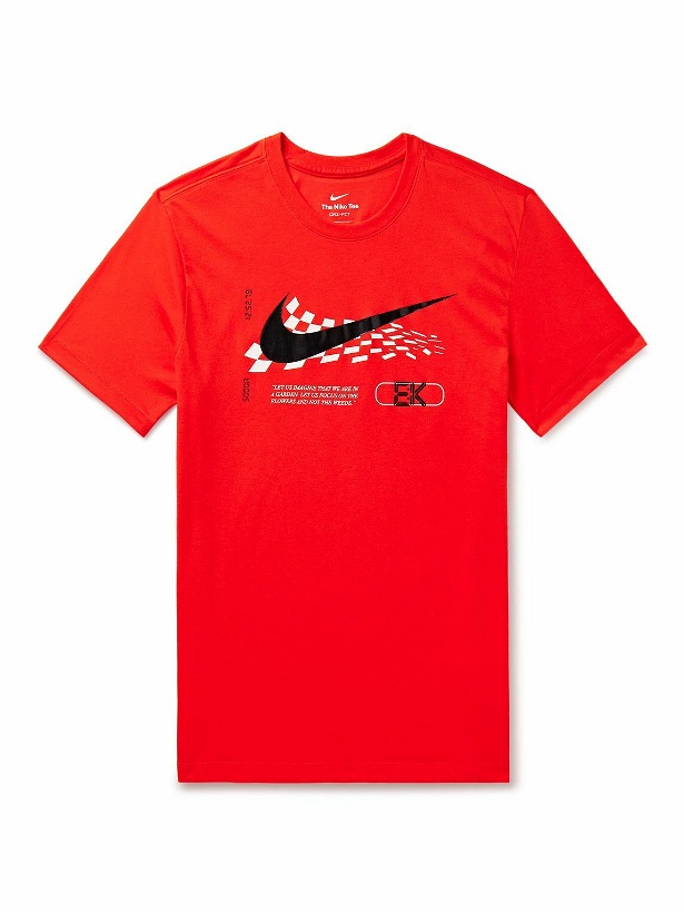 Photo: Nike Running - Eliud Kipchoge Logo-Print Dri-FIT Running T-Shirt - Red