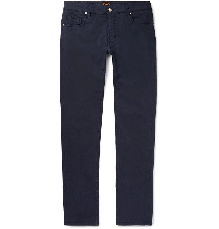 Photo: Tod's - Slim-Fit Stretch-Cotton Twill Trousers - Men - Navy