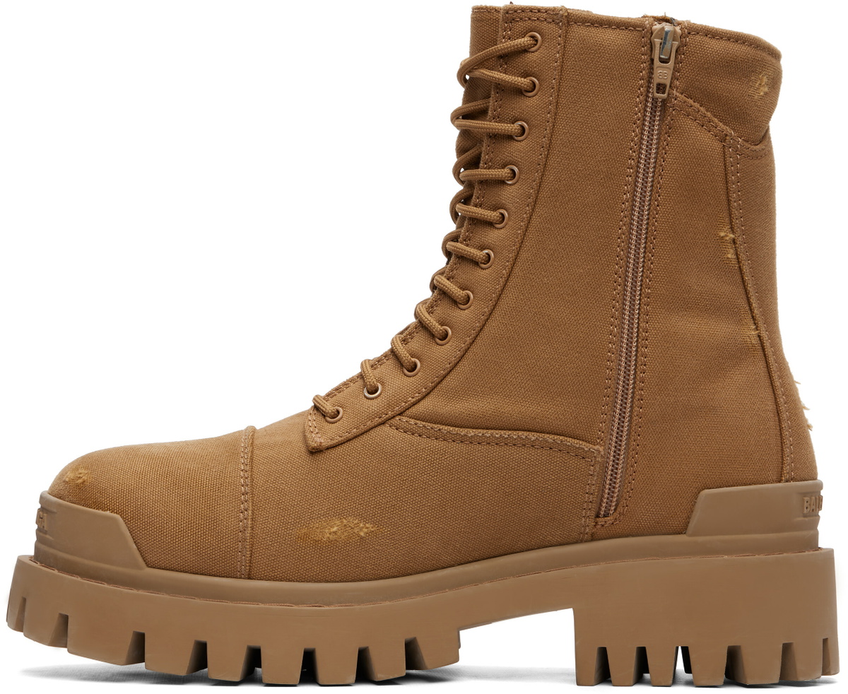 Balenciaga Tan Combat Strike Boots