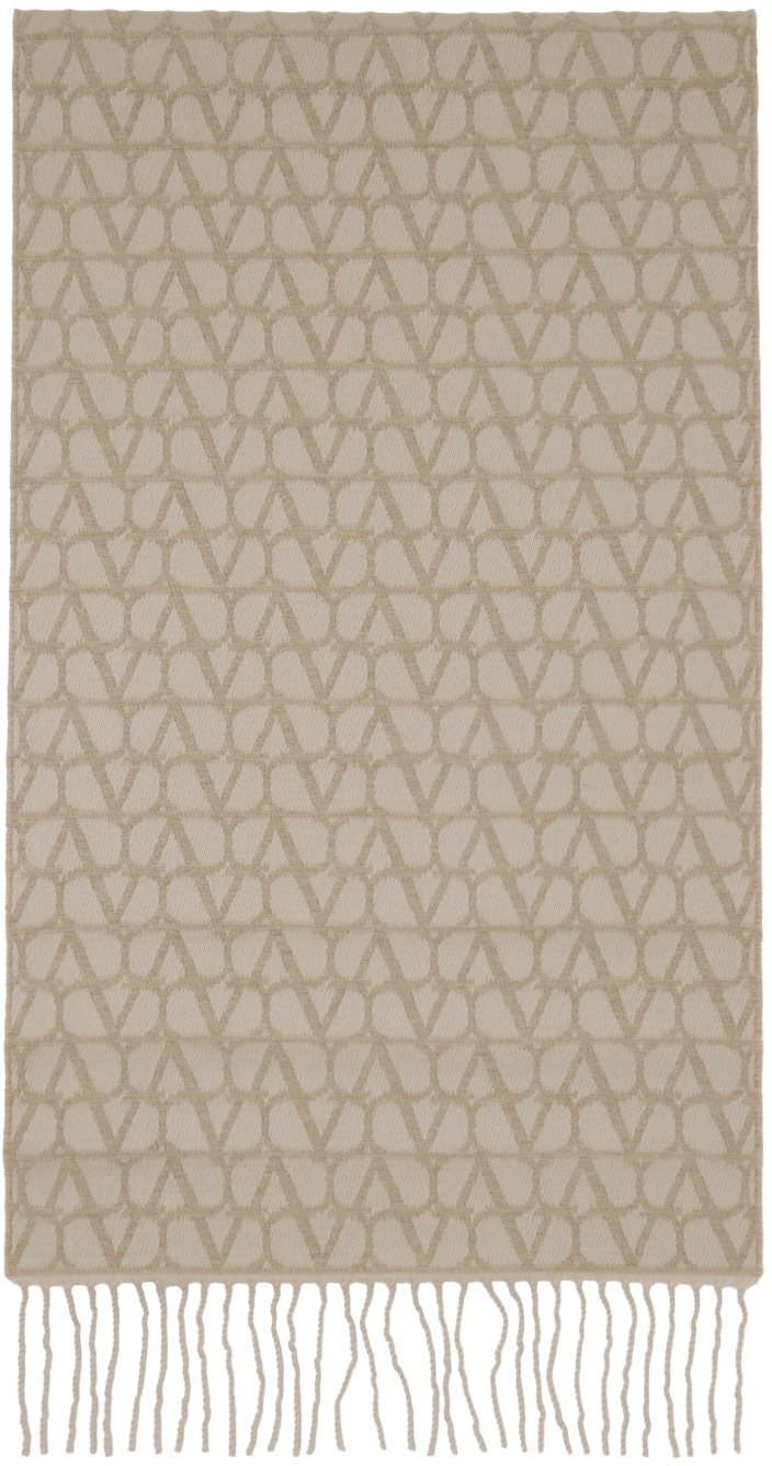 Valentino Garavani Beige Toile Iconographe Wool Scarf