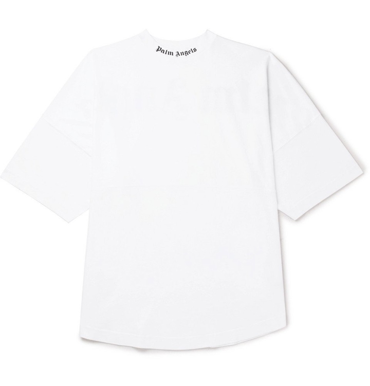 Photo: Palm Angels - Oversized Logo-Print Cotton-Jersey T-Shirt - White