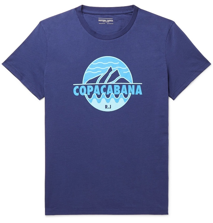 Photo: Frescobol Carioca - Printed Cotton-Jersey T-Shirt - Blue
