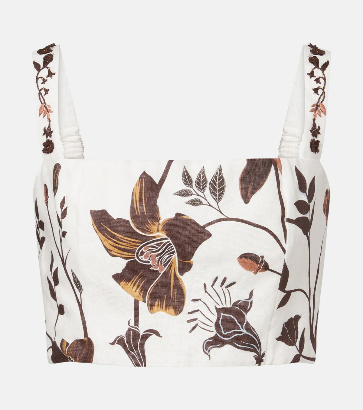 Agua by Agua Bendita Cacao floral linen crop top