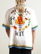 Casablanca - Casa Way Camp-Collar Striped Logo-Print Silk-Twill Shirt - White