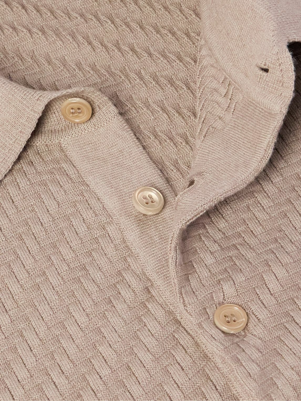 Brioni - Textured-Knit Cotton, Silk and Cashmere-Blend Polo Shirt - Neutrals