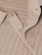 Brioni - Textured-Knit Cotton, Silk and Cashmere-Blend Polo Shirt - Neutrals
