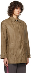 TheOpen Product Brown Print Faux-Leather Jacket