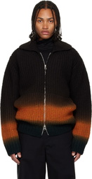 sacai Brown Garment-Dyed Wool Cardigan