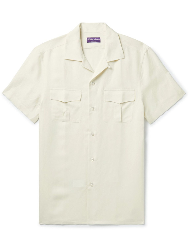 Photo: Ralph Lauren Purple label - Convertible-Collar Silk and Linen-Blend Shirt - White