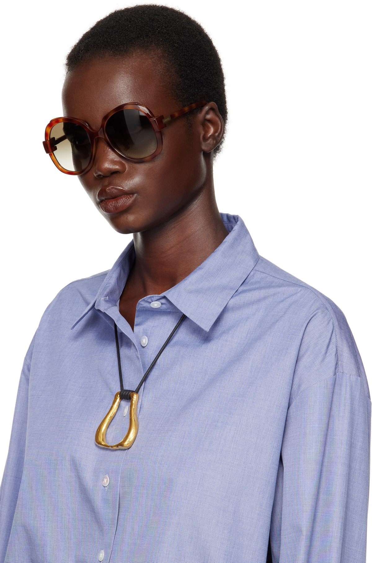 Gucci Brown Tortoiseshell Oversized Glasses Gucci Eyeglasses GG1666O 002 Dark Dark Havana - eye-oo.com main image 3