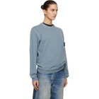 Stone Island Blue 6100034 Malfilé Fleece 'Old' Effect Sweatshirt