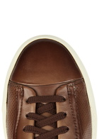 Santoni Ducting Perforated Leather Sneakers Brown 6, Santoni Trainers, Lace up Front