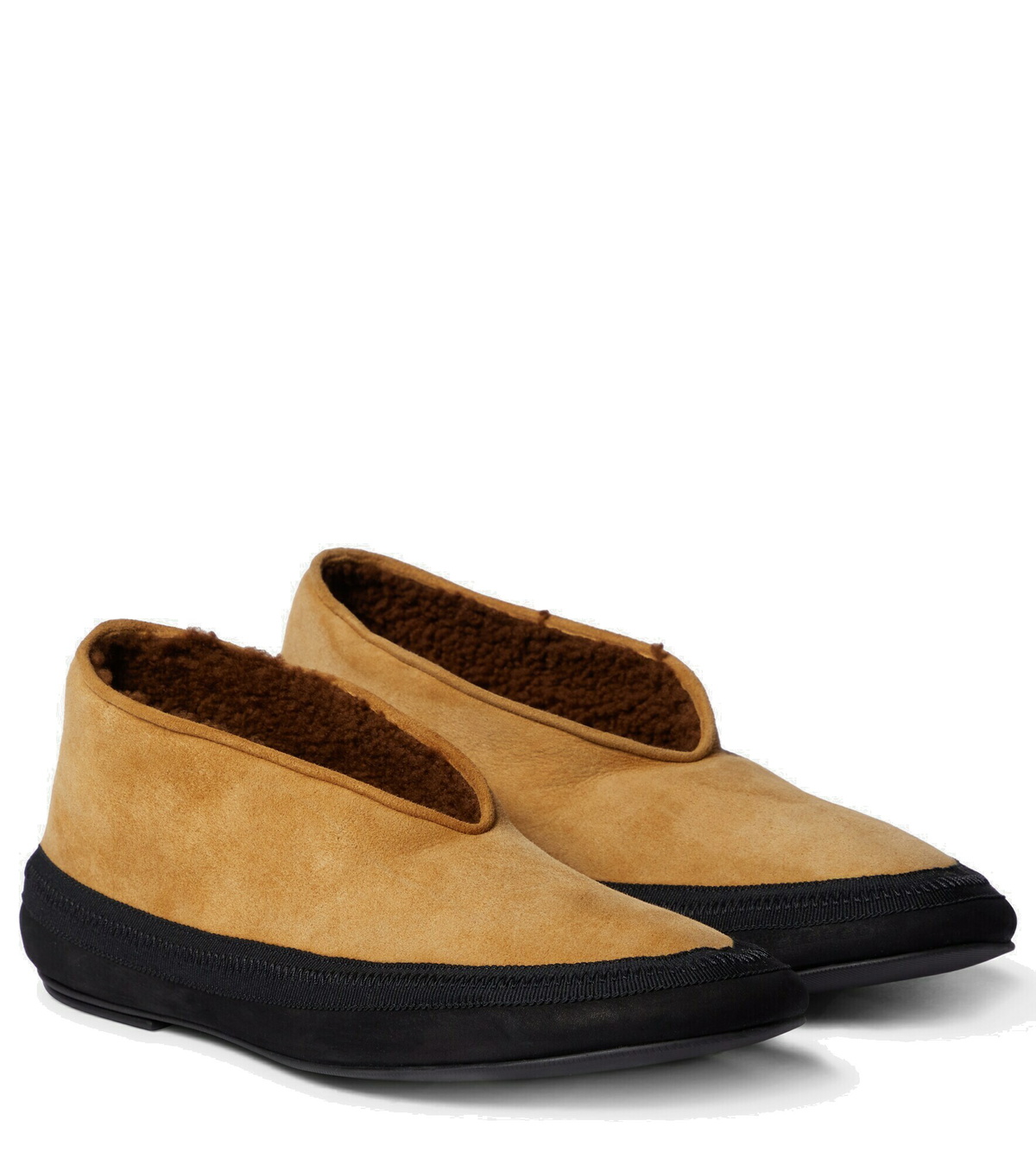 大人気 【THE ROW】 Awar shearling-lined suede ballet flats Awar shearling-lined suede ballet flats in beige - The Row