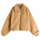 Good American Women's Faux Fur Oversized Collared Coat in Warm Caramel