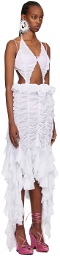 Ester Manas White Ruched Maxi Dress